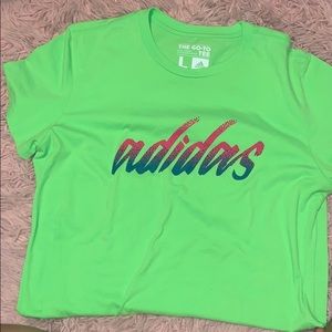 Adidas neon green t shirt size L